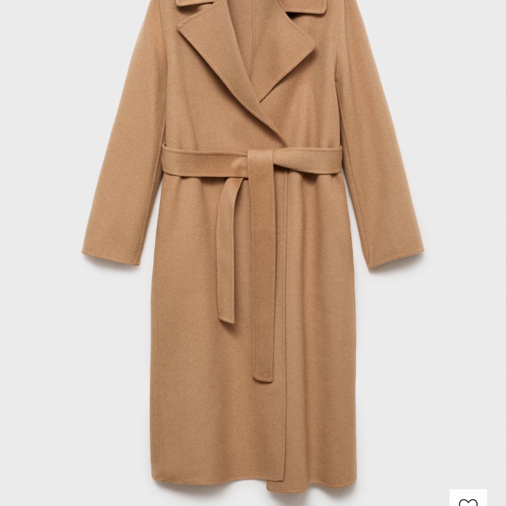 Mango Wool Blend Waist Tie Coat